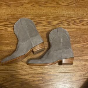 Tecovas grey suede booties